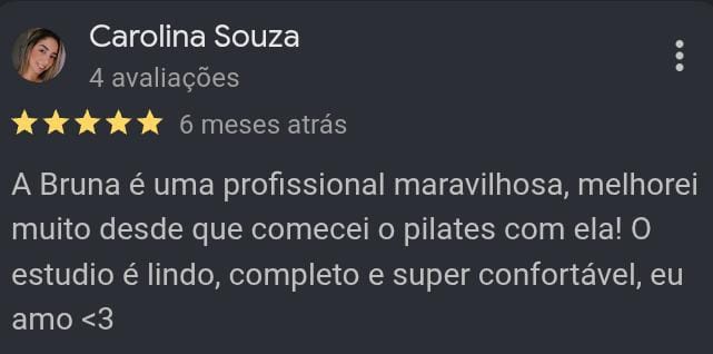Avaliação de cinco estrelas de Carolina Souza no Google
