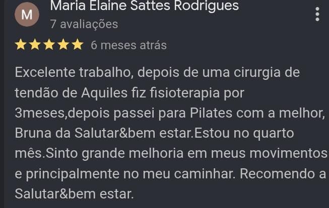 Avaliação de cinco estrelas de Maria Elaine Sattes Rodrigues no Google
